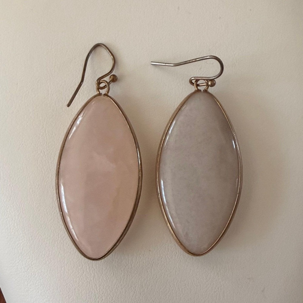 Rose Quartz & Lavender Quartz Drop Earrings Women OS Pink Gold Tone Bezel